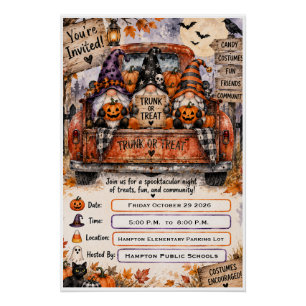 Gruselige Halloween-Gnome Kofferraum-oder-Behandlu Poster