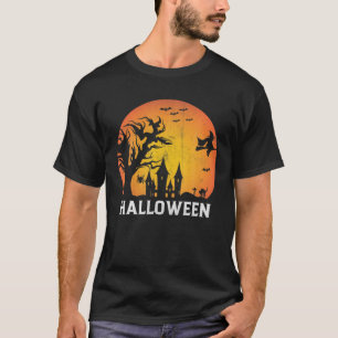 Gruselige Halloween-Hexe Fledermaus Vollmond Vinta T-Shirt