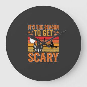 Gruselige Halloween-Hexen-Spookshaus-Design_1 Große Wanduhr