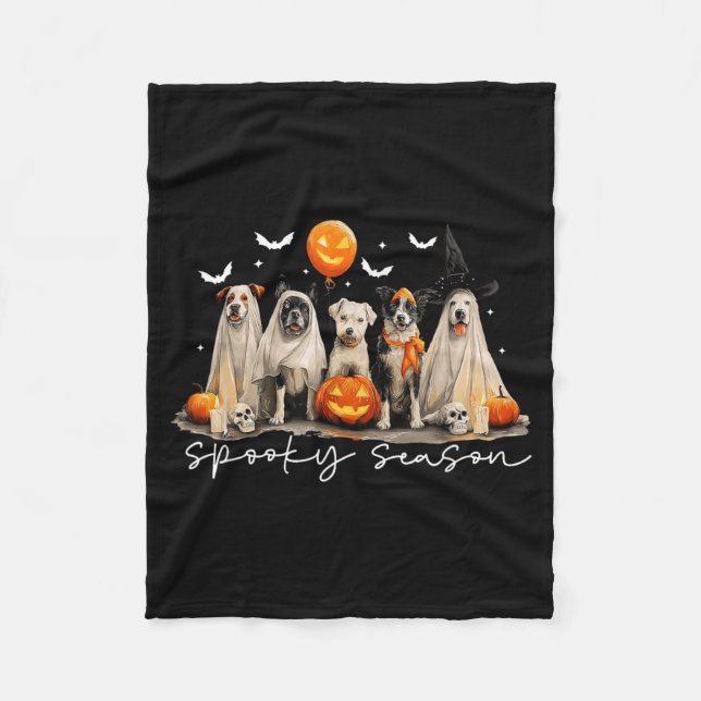 Gruselige Halloween-Hund Saison Fleecedecke (Vorderseite)