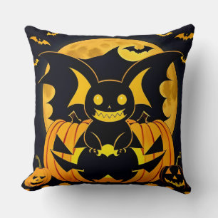 Gruselige Halloween-Illustration mit Fledermaus-Kü Kissen