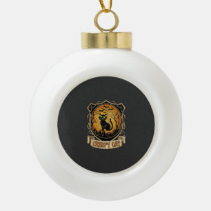 Gruselige Halloween-Katze Schwarze Friedhofsfleder Keramik Kugel-Ornament