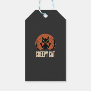 Gruselige Halloween-Katze Vintage-Mond-Grafik Geschenkanhänger
