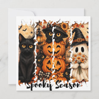 Gruselige Halloween-Katzengrußkarte