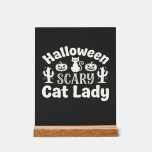Gruselige Halloween-Katzenlady_1 Acrylschild