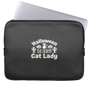 Gruselige Halloween Katzenlady_1 Laptopschutzhülle