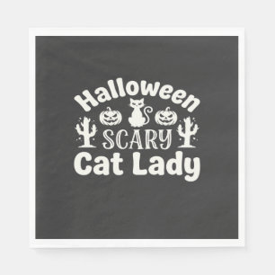 Gruselige Halloween Katzenlady_1 Serviette