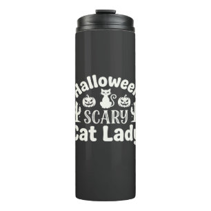 Gruselige Halloween-Katzenlady_1 Thermosbecher
