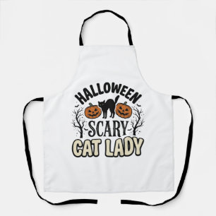 Gruselige Halloween-Katzenlady Retro-Vektorgestalt Schürze