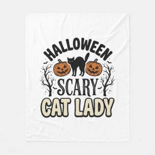 Gruselige Halloween-Katzenlady Retro-Vektorgrafik_ Fleecedecke