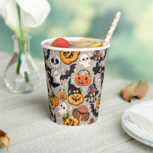 Gruselige Halloween Katzenparty Pappbecher