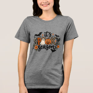 Gruselige Halloween-Kürbis-Geister-Saison Tri-Blend Shirt