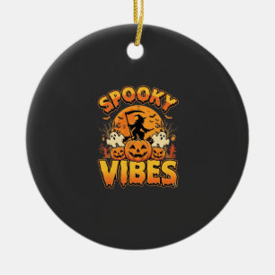 Gruselige Halloween-Kürbis-Hexen-Design_1 Keramik Ornament