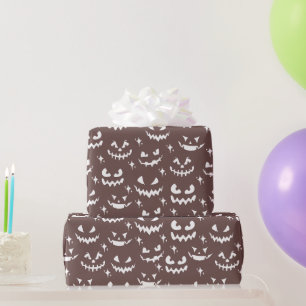 Gruselige Halloween-Kürbismasken in Braun Geschenkpapier