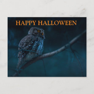 Gruselige Halloween-Nacht mit Eulen-Postkarte Postkarte