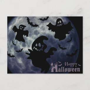 Gruselige Halloween-Nacht mit Geistern Postkarte
