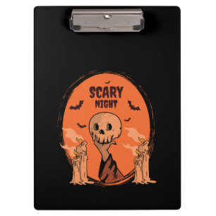 Gruselige Halloween-Nacht-Schädel- und Fledermaus- Klemmbrett