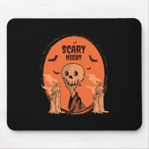 Gruselige Halloween-Nacht-Schädel- und Fledermaus- Mousepad