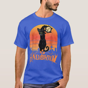 Gruselige Halloween-Nacht-Schwarze-Katze-Kostüm-He T-Shirt