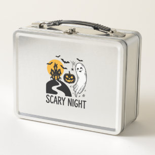 Gruselige Halloween-Nacht Spukhaus-Geister-Design_ Metall Brotdose