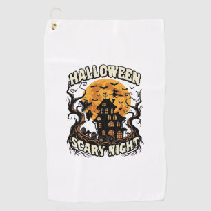 Gruselige Halloween Nacht Spukhaus Vollmond Hexe Golfhandtuch