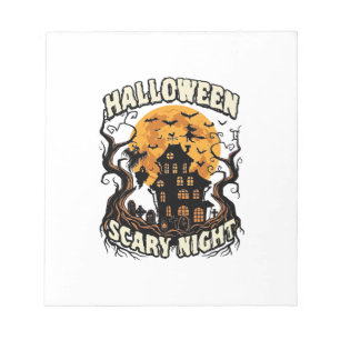 Gruselige Halloween Nacht Spukhaus Vollmond Hexe Notizblock