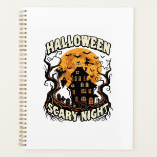 Gruselige Halloween Nacht Spukhaus Vollmond Hexe Planer