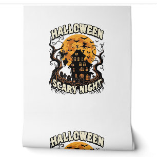 Gruselige Halloween Nacht Spukhaus Vollmond Hexe Tapete