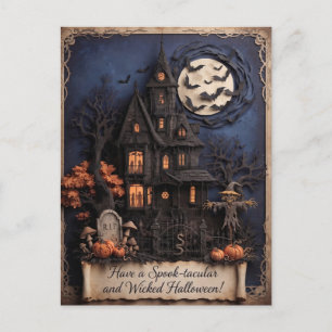 Gruselige Halloween-Papierschnittkunst-Design Postkarte