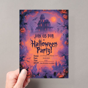 Gruselige Halloween-Party-Einladung mit Kürbissen Acryleinladungen