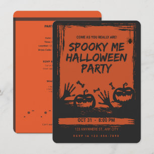 Gruselige Halloween-Party-Einladung Orange Schwarz Einladung