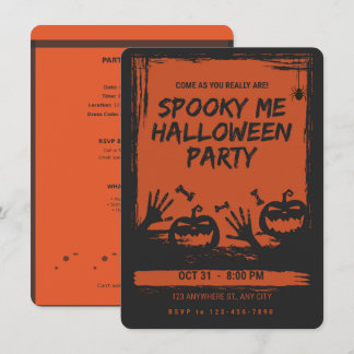 Gruselige Halloween-Party-Einladung Orange Schwarz Einladung