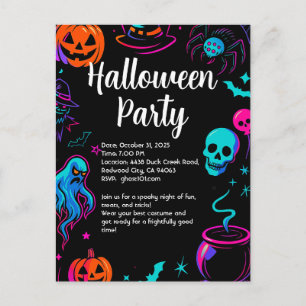 Gruselige Halloween-Party-Einladung Postkarte