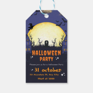 Gruselige Halloween-Party-Einladungskarte Geschenkanhänger