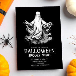 Gruselige Halloween-Party mit Geist Feiertagspostkarte