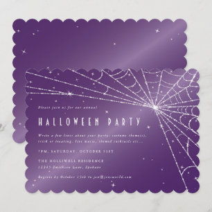 Gruselige Halloween-Party mit violetter Diamantspi Einladung