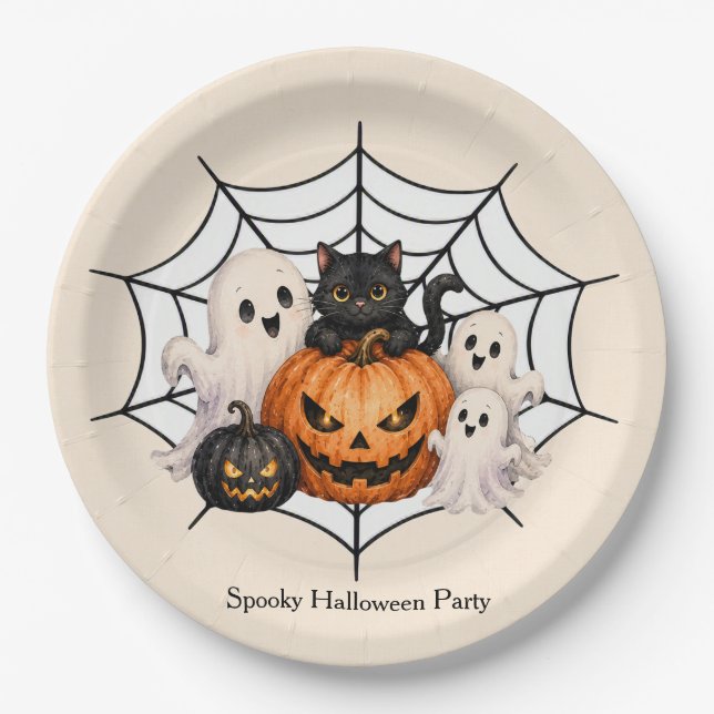 Gruselige Halloween-Party Pappteller (Vorderseite)