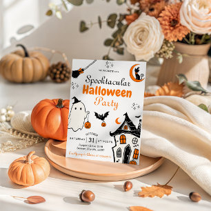 Gruselige Halloween-Party - Süße Geister-Einladung Einladung