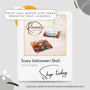 Gruselige Halloween-Schädel-Papierservietten Rechteckiger Pappuntersetzer