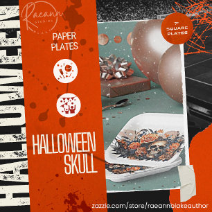 Gruselige Halloween-Schädel-Papierteller Pappteller