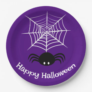 Gruselige Halloween-Spinnen-Illustration Pappteller