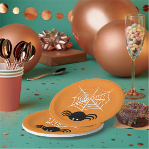 Gruselige Halloween-Spinnen-Illustration Pappteller