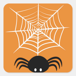 Gruselige Halloween-Spinnen-Illustration Quadratischer Aufkleber