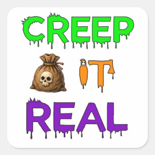 Gruselige Halloween-Szene für Halloween-Fans 👻 Quadratischer Aufkleber