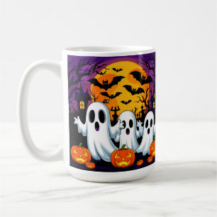 Gruselige Halloween-Szene mit Geistern Kaffeetasse