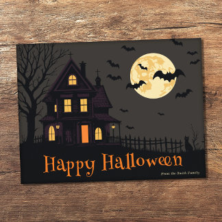 Gruselige Halloween-Szene Postkarte