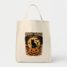 Gruselige Halloween-Tasche mit schwarzer Katze