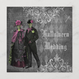 Gruselige Halloweenbraut-u. -bräutigam-Hochzeit Einladung