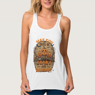 Gruselige helle Halloween-Kürbisse Fledermäuse Bes Tank Top