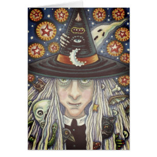 GRUSELIGE HEXE, BÖSES AUGE, GOTH-GRUSSKARTE Leer